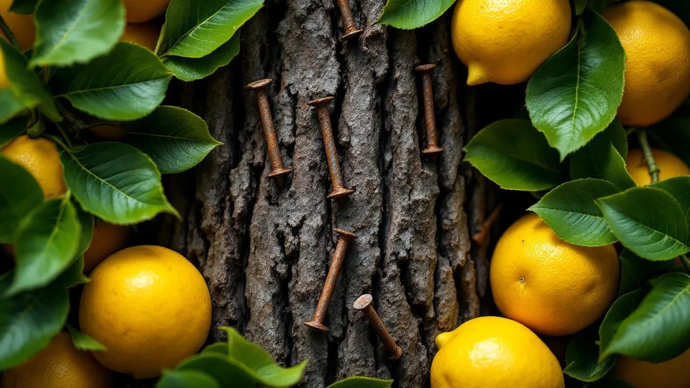 Chiodi conficcati nel tronco del limone: scopri cosa accade dopo un mese